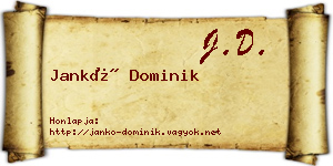 Jankó Dominik névjegykártya