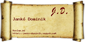 Jankó Dominik névjegykártya